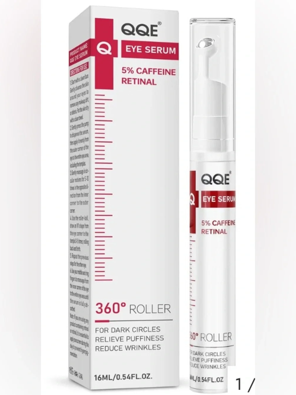 QQE Eye Serum 360° Roller with 5% Caffeine Retinal